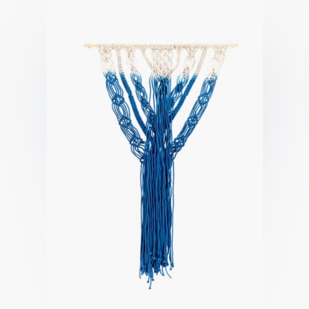 Blue and White Macrame Wall Hanging